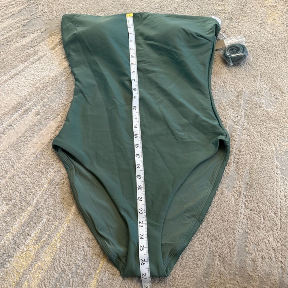 J Crew Gemma bandeau one piece swimsuit Classic Sculpt Green bathing suit 16 new - Picture 11 of 13